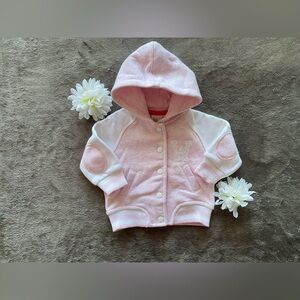 Rare Vintage Style H&M Baby Hooded Letterman Jacket - Pink/White - NWOT 2-4 MOS